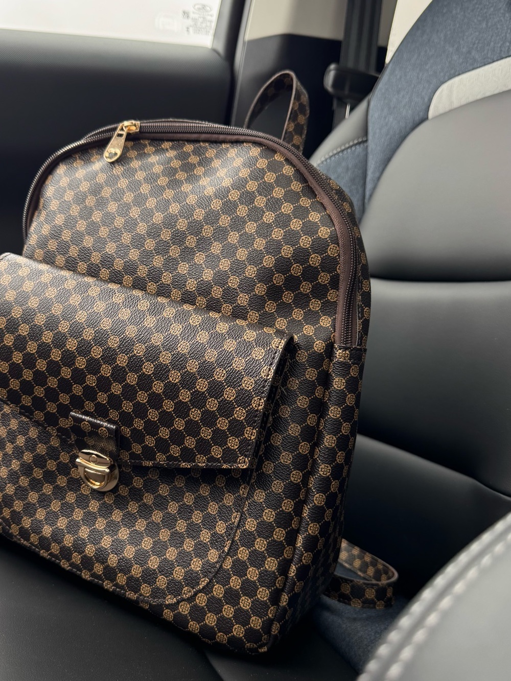 Franchesca Moretti Monogram Mini Backpack Brown